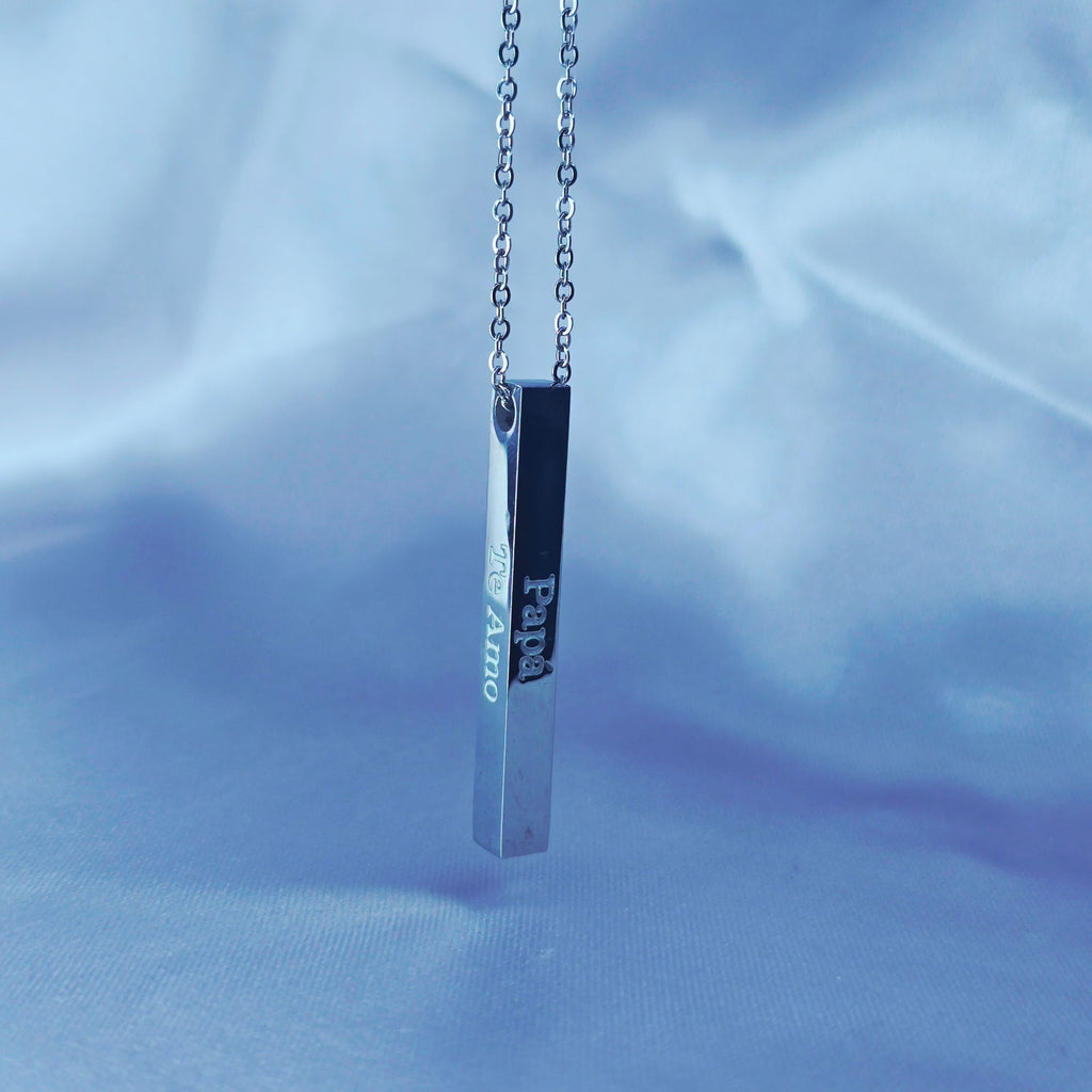 Cadena "Te amo papa" "El Mejor Papá" Signature Vertical Bar Necklace