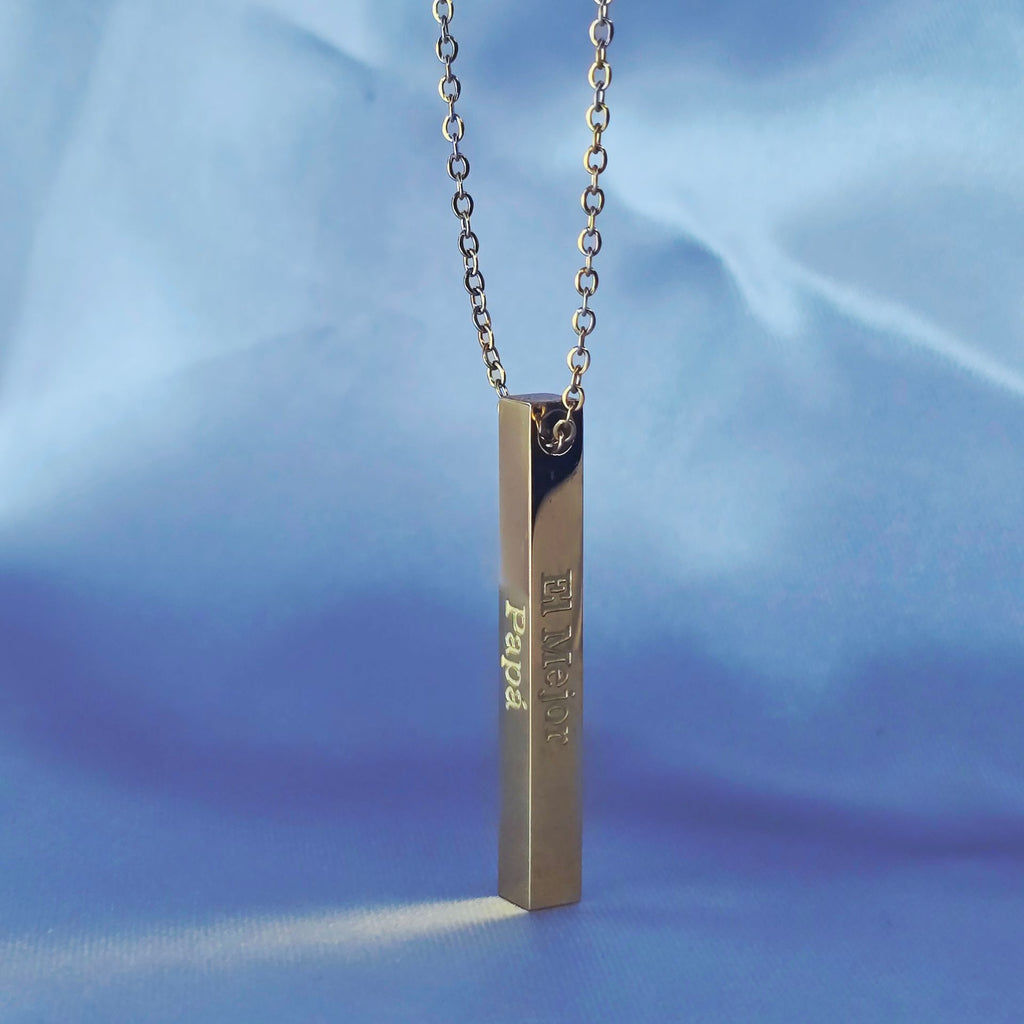 Cadena "Te amo papa" "El Mejor Papá" Signature Vertical Bar Necklace