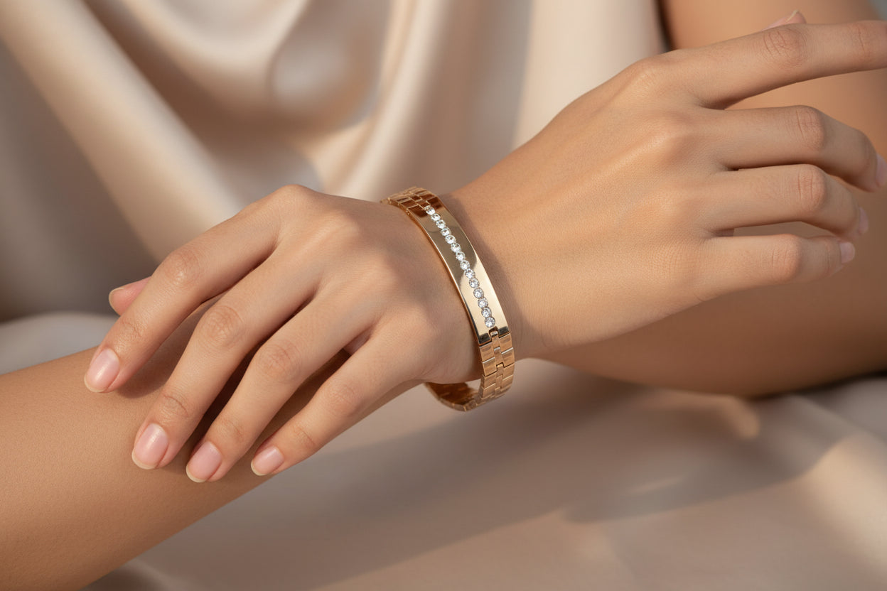 Elegance Gold-Layered Bracelet with Crystal Accents