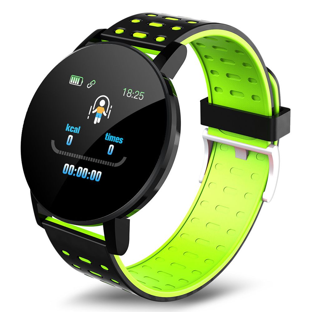 Smartwatch with a red and black strap on a white background