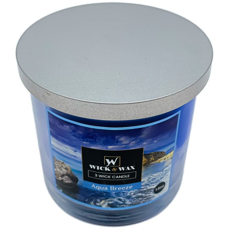 Wick & Wax – Premium Aqua Breeze 3-Wick Jar Candle (14 oz)