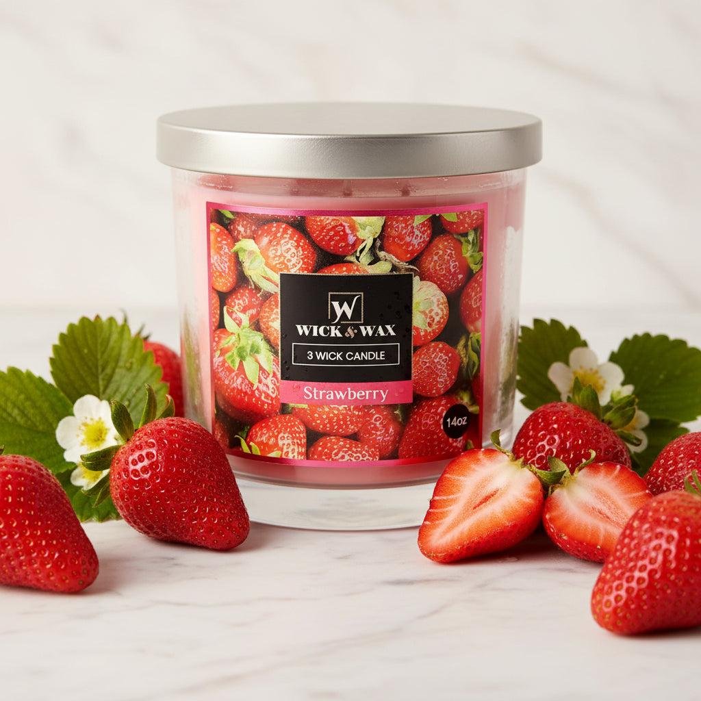 Wick & Wax Strawberry 3-Wick Scented Candle - 14oz