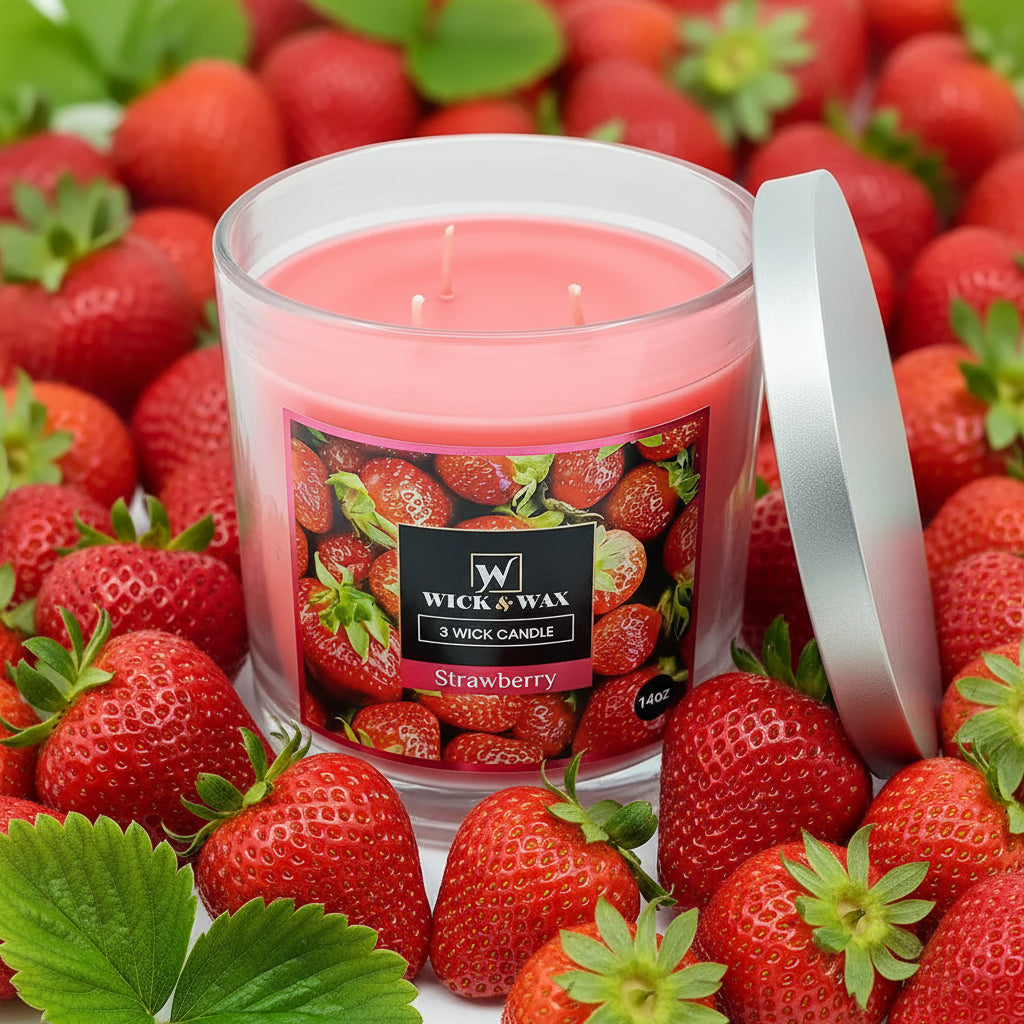 Wick & Wax Strawberry 3-Wick Scented Candle - 14oz