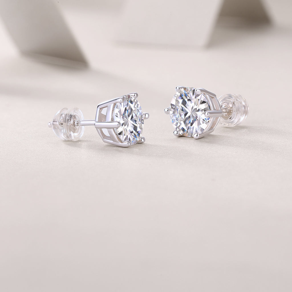 Brilliant Round Cut Moissanite Solitaire Stud Earrings