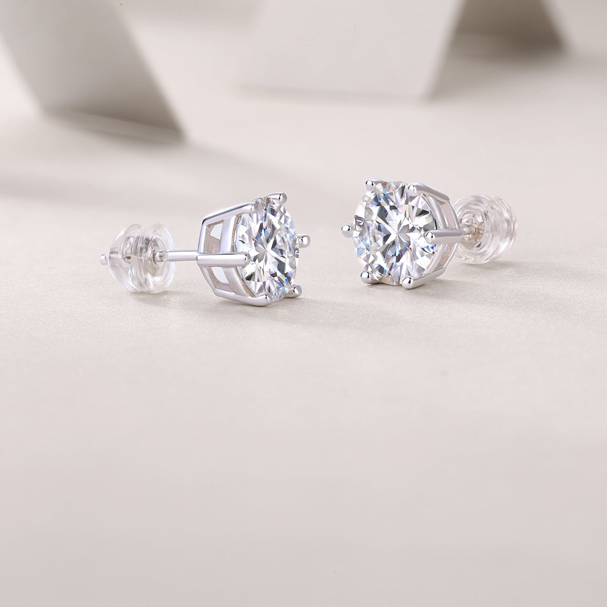 Brilliant Round Cut Moissanite Solitaire Stud Earrings