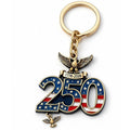 Keychain with American flag design and eagle emblem on a white background