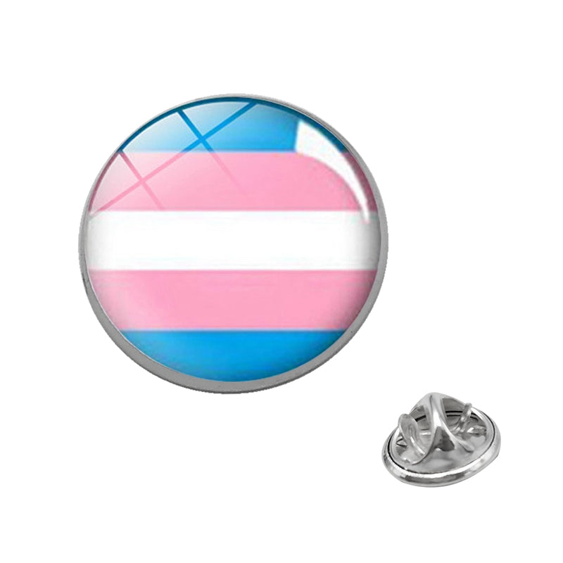 Transgender pride flag pin on a white background
