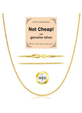 18K Gold Plated Rope Chain - Hypoallergenic .925 Silver Necklace