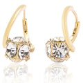 Gold Plated Hoop Earrings with Brilliant Cut Solitaire Crystal
