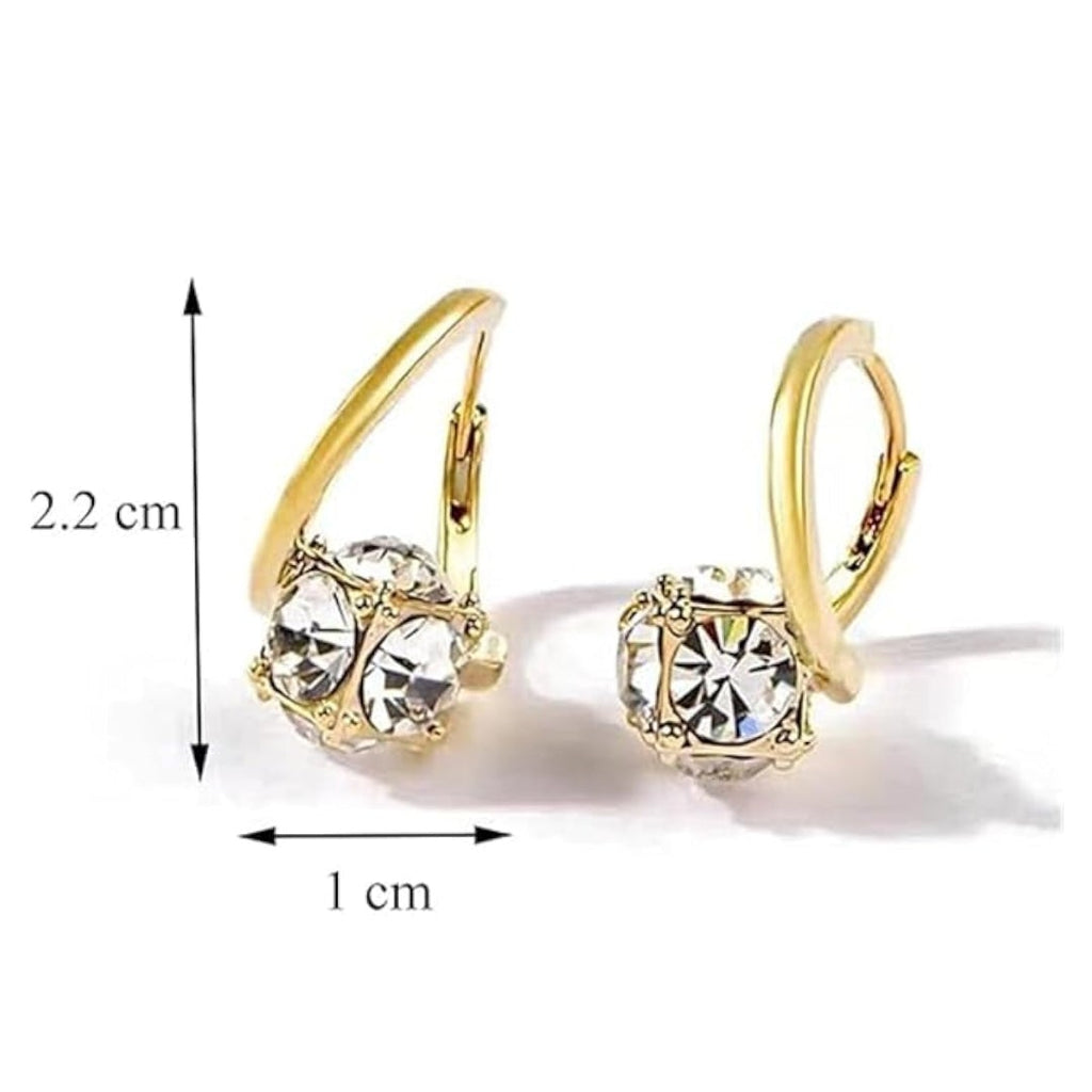 Gold Plated Hoop Earrings with Brilliant Cut Solitaire Crystal