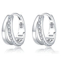 Gold Plated Hoop Earrings with Brilliant Cut Solitaire Crystal - Classic Elegance