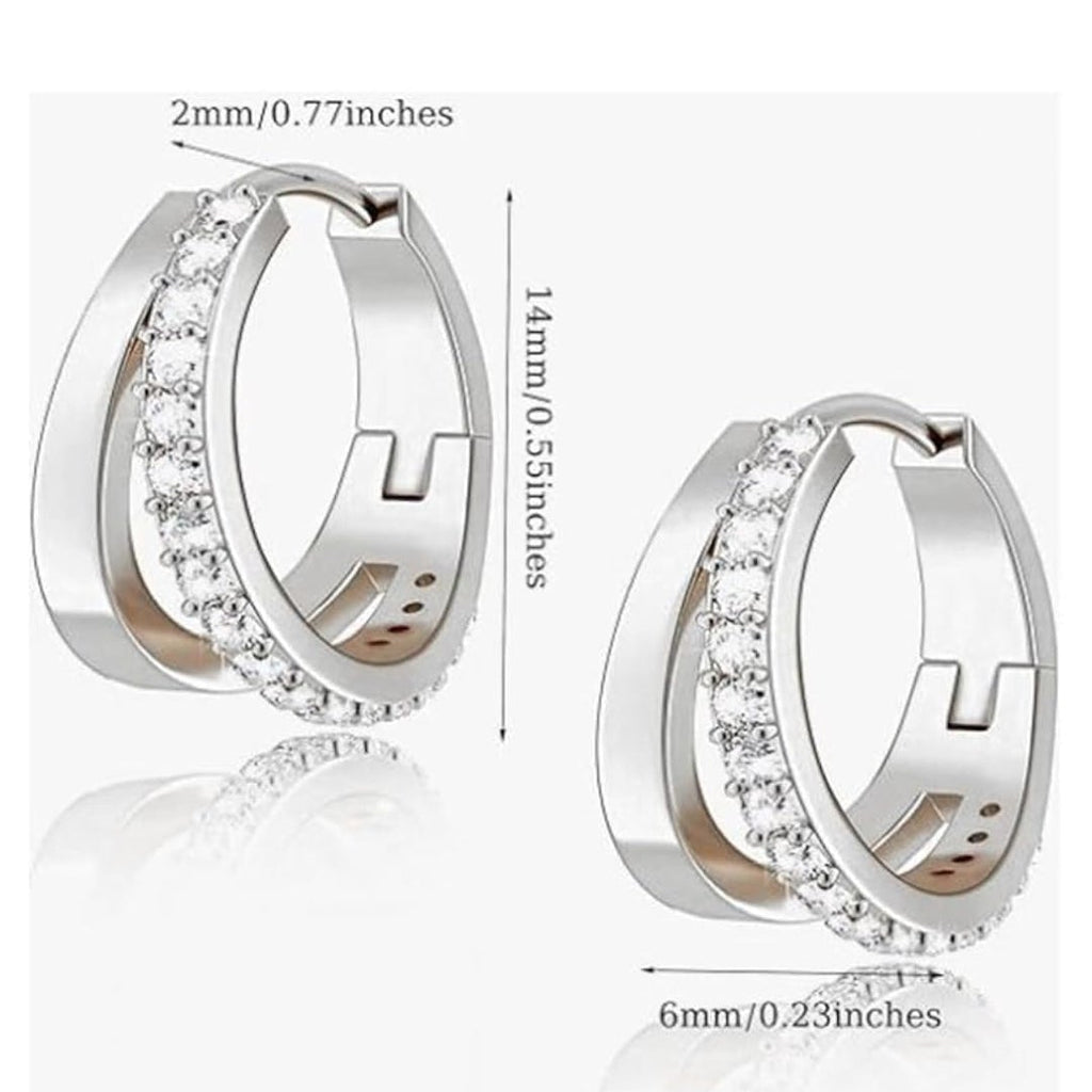 Gold Plated Hoop Earrings with Brilliant Cut Solitaire Crystal - Classic Elegance