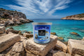 Wick & Wax 3 Wick Candle labeled 'Aqua Breeze' with a scenic label design.